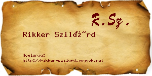 Rikker Szilárd névjegykártya